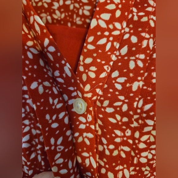 Gap Cherry Red Floral Girlie Cute Dress Spring Summer Flowy Sheer Pocket Size M - Picture 6 of 12